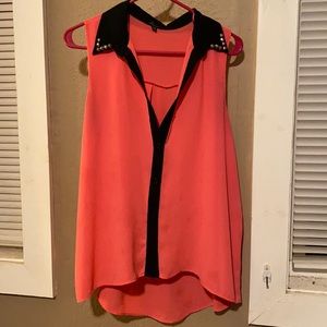 Hot pink studded collar blouse